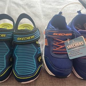 Boys toddler 10 light up sandals (covered toe) and sketchers comfy grip shoes.